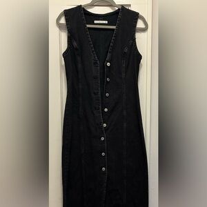 Abercrombie & Fitch Mara Vest Midi Black Denim Dress- Size M
